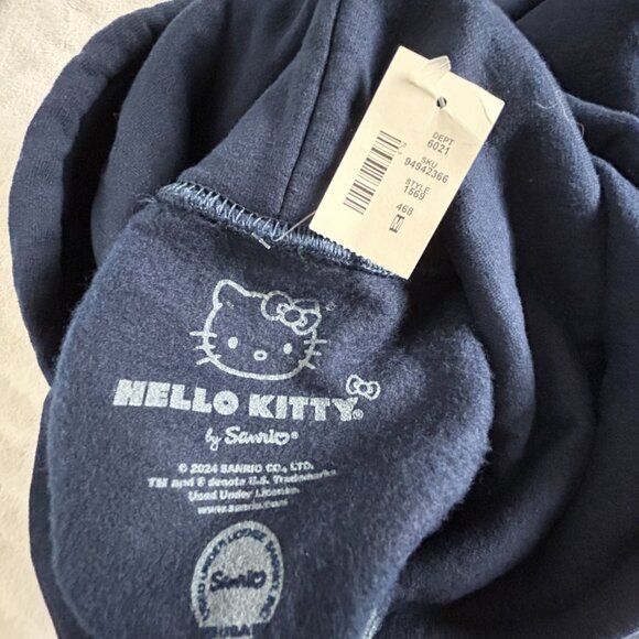 Hello Kitty by Sanrio Womens Blue Hoodie Pullover Sweatshirt Medium Pockets New - Picture 3 of 7